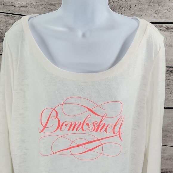 🔸️NWT Victoria's Secret Cream "Bombshell" Burnout Long Sleeve Sweater XLarge - Picture 7 of 12